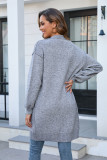 Autumn and winter women's knitting solid color pocket Maxi fashion sweater coat