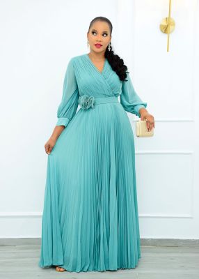 Chic Career Fashion Patchwork Maxi Pullover High Waist Relaxed Plus Size Dress (With Belt)