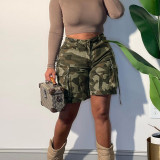 Women's Summer Sexy Hollow Camouflage Zipper Elastic Shorts