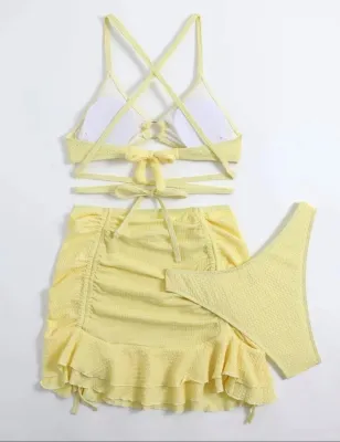 Bikini Sexy Three-Piece Women's Beach Swimsuit Fashion Lace Up Swimwear