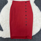 Women Summer Polo Neck Short Sleeve Blazer and Slit Skirt Career Two-Piece Set