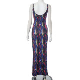 Women Summer Casual Print Sleeveless Slip Dress