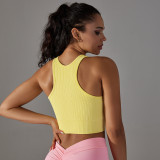 Seamless Tight Fitting Ribbed Yoga Wear Tank Top Sports Running Breathable Workout Wear Tops