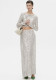 Spring And Autumn Women's Sequined Long Sleeve Top Long Skirt Two Piece Set
