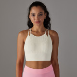 Seamless Knitting Ribbed Double Layer Yoga Vest Sports Running Fitness Tank Yoga Tops Women