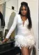 Spring Summer Women's Sexy Deep V Bodycon Feather Patchwork Party Gown Dress