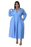 Plus Size Women's Solid Long Sleeve Shirt Dress