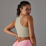 Seamless Tight Fitting Ribbed Yoga Wear Tank Top Sports Running Breathable Workout Wear Tops