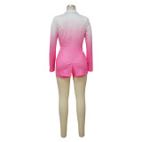 Shawl Collar Suit Long Sleeve Shorts Gradient Suit