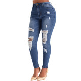 Women Ripped Stretch Denim Pants