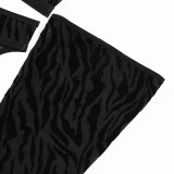 Women's Irregular Striped Mesh Sexy Lingerie Net Stockings Four-Piece Set