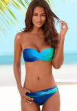 Gradient Twist Sexy Halter Strapless Two Pieces Women's Bikini Swimsuit