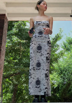 Summer Style Paint Print Sexy Slim Slim Fit Straps Bodycon Dress