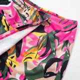 Women's Summer Printed Bikini Set Halter Neck Top Shorts Beachwear