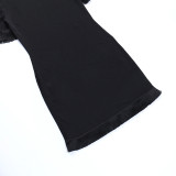 Sexy See-Through Round Neck Solid Tassel Short Sleeve Bodycon Slim Dress