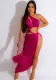 Women Irregular Slit Hollow Sleeveless Long Dress