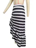 Women Fashion Zipper Stripe Ruffle Dress