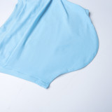 Women straps satin top and high waist sexy slit skirt two-piece set