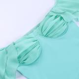 Women Summer Ruffle Off Shoulder Chiffon Plunging Top