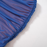 Women's Summer Contrasting Color Mesh Patchwork Skirt Set