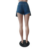 Denim shorts women's apron elastic shorts