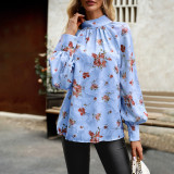 Women's Autumn And Winter Printed Shirt Chic Elegant Career Long-Sleeved Blouse
