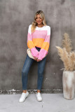 Autumn/Winter Patchwork Contrast Color Plus Size Loose Pullover Knitting Shirt