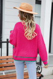Women's Sweater Plus Size Colorblock Pocket V Neck Coat Cardigan Sweater