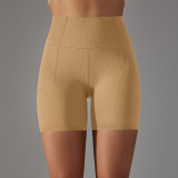 Seamless Solid Color Jacquard High Waist Tummy Control Butt Lift Yoga Shorts Sports Running Fitness Pants Women