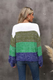 Autumn/Winter Patchwork Contrast Color Plus Size Loose Pullover Knitting Shirt