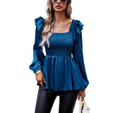 Women's Solid Color Shirt Autumn Winter Chic Career Long-Sleeved Top