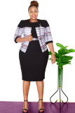 Africa Plus Size Women's Fall Coat Dress Two Piece Career Set