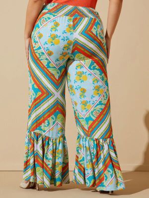 Plus Size Summer Print Wide Leg Pants