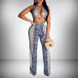Women's Snake Print Sexy Lace-Up Jumpsuit