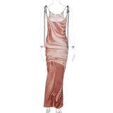 Fashion Body Print Strap Long Dress