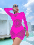 Women Long Sleeve See-Through Mesh One Piece Sexy Lingerie