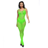 Women Hollow Jacquard Camisole One-Piece Net Stockings Sexy Lingerie