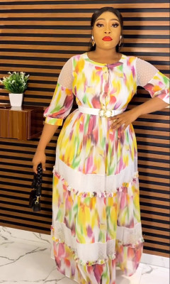 Spring Summer Women's Floral Dress African Fashion Long Printed Dress