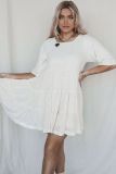 Fashion Sequin Round Neck Short Sleeve Big Swing Cute Dress