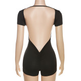 Sexy Tight Fitting Black Backless Sports Rompers