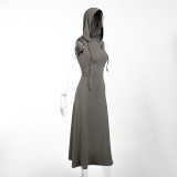 Hollow Out Slim Waist A-Line Long Dress