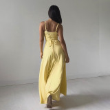 Summer Chic Elegant Slim Dress Lace-Up Strap A-Line Dress Women