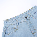 Summer Casual Fashion Versatile Single Button Denim Pants Slim Fit Pocket Denim Shorts