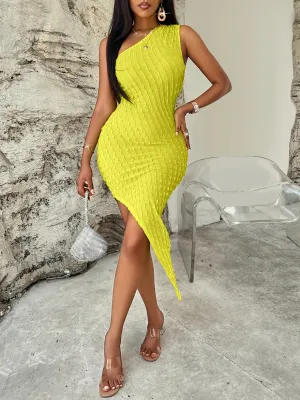 Sexy Casual Women's Spring Summer Slash Shoulder Solid Color Slim Bodycon Dress