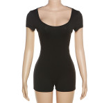 Sexy Tight Fitting Black Backless Sports Rompers