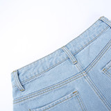 Summer Casual Fashion Versatile Single Button Denim Pants Slim Fit Pocket Denim Shorts