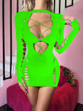 Sexy Net Sexy Fishnet Jumpsuit Pajamas Bodycon Long Sleeve Low Back Tight Fitting