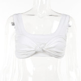 Camisole White Knot Cropped Tank Top Summer Fashion Versatile Casual Top