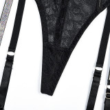 See-Through Lacemesh stitching sling body sculpting sexy one-piece garter underwear