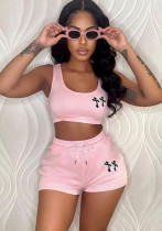 Ladies Printed Sexy Tank Top Shorts Two Piece Set
